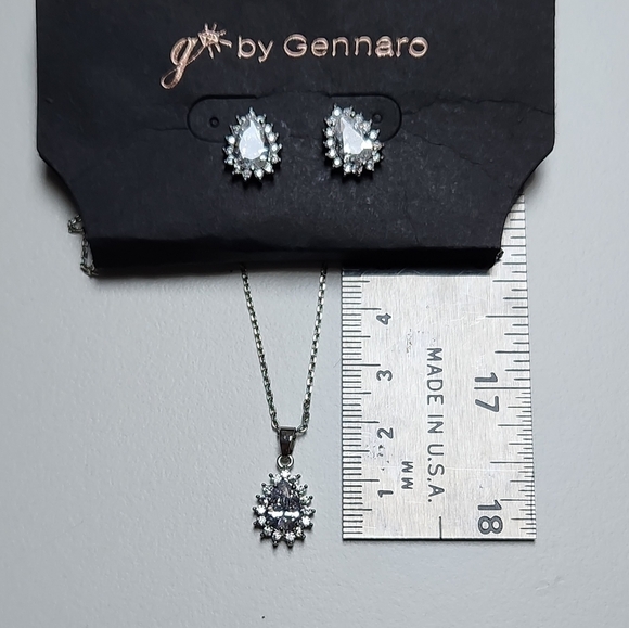 g by Gennaro Pear Shape Teardrop Faux Diamond Earrings & Necklace Set - Picture 10 of 10